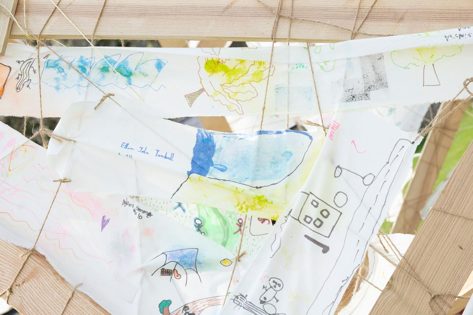 A montage of drawings and string